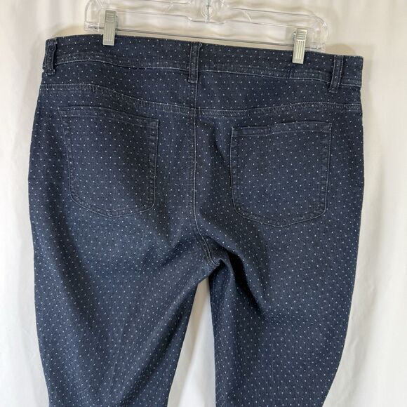 Chico's Jeans Women's 14 Blue Polka Dot Slim Leg Pockets Button Zip - Picture 7 of 8
